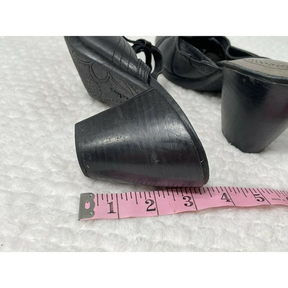 Clarks Black Leather Heels Backless Cutout Strap Size 7.5 - Picture 7 of 7